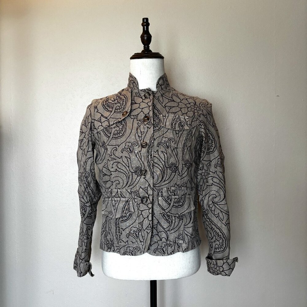 Etro Taupe and Black Paisley Utility Jacket